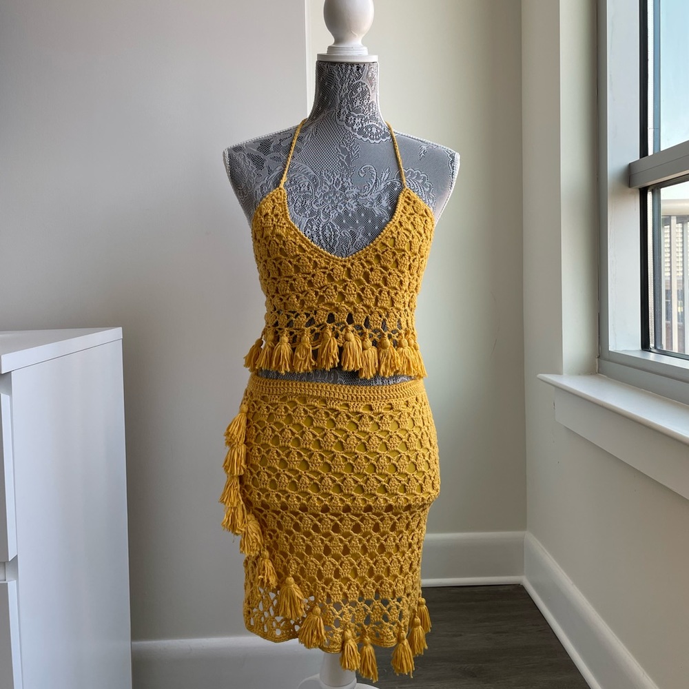 Yellow Knit Two Piece Set